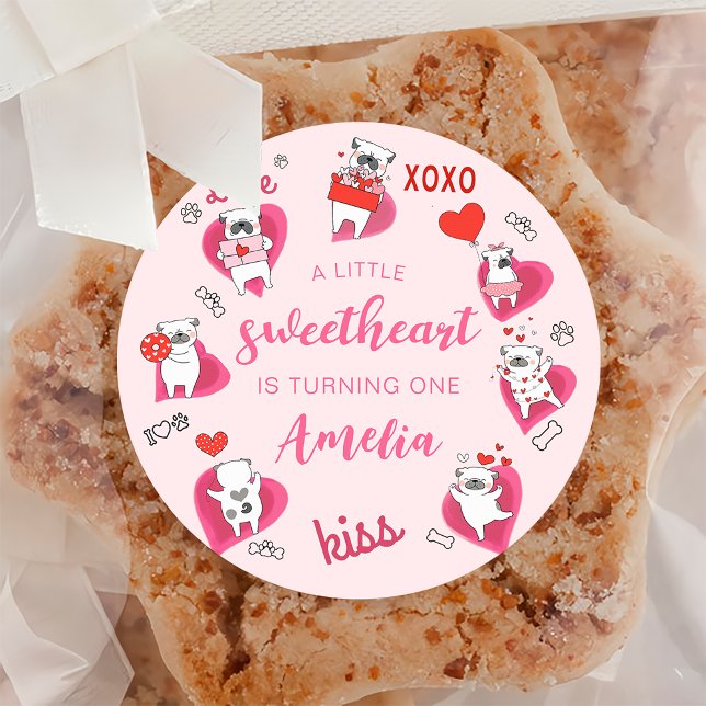 Little Sweetheart Valentine Puppy Birthday Sticker (Creator Uploaded)