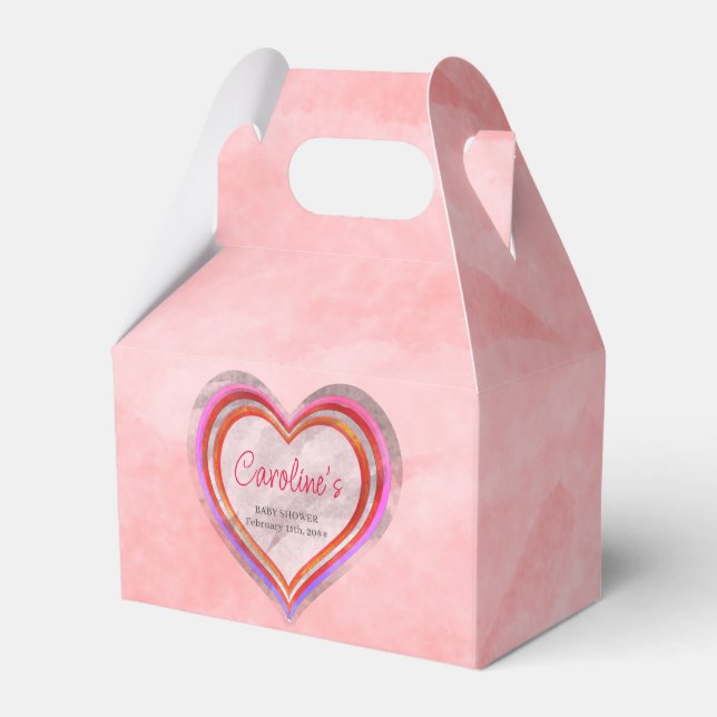 Little Sweetheart Valentine Watercolor Baby Shower Favour Box (Front Side)