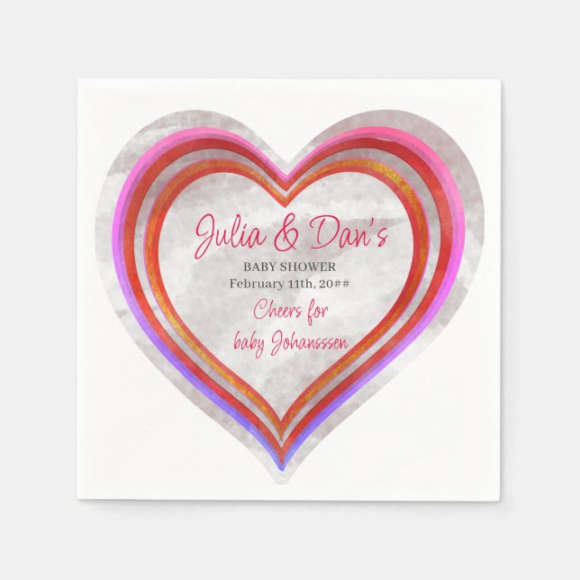 Little Sweetheart Valentine Watercolor Baby Shower Napkin (Front)