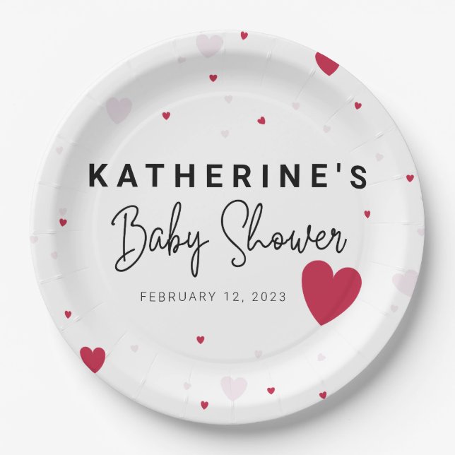Little Sweetheart - Valentine's Baby Shower  Paper Plate (Front)