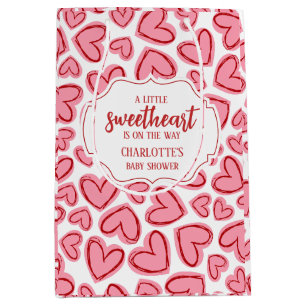 Little Sweetheart Valentine's Baby Shower Pink   Medium Gift Bag