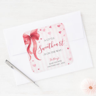 Little Sweetheart Valentines Baby Shower  Square Sticker