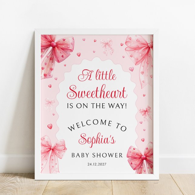 Little Sweetheart Valentines Baby Shower Welcome Poster (Creator Uploaded)