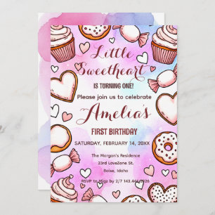 Little Sweetheart Valentines Birthday Invitation