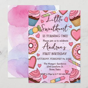 little sweetheart valentines birthday invitation 