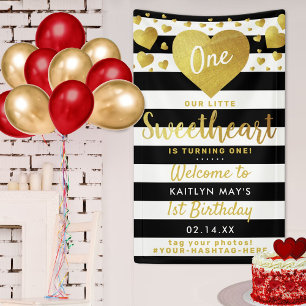 Little Sweetheart Valentine's Day Any Age Birthday Banner