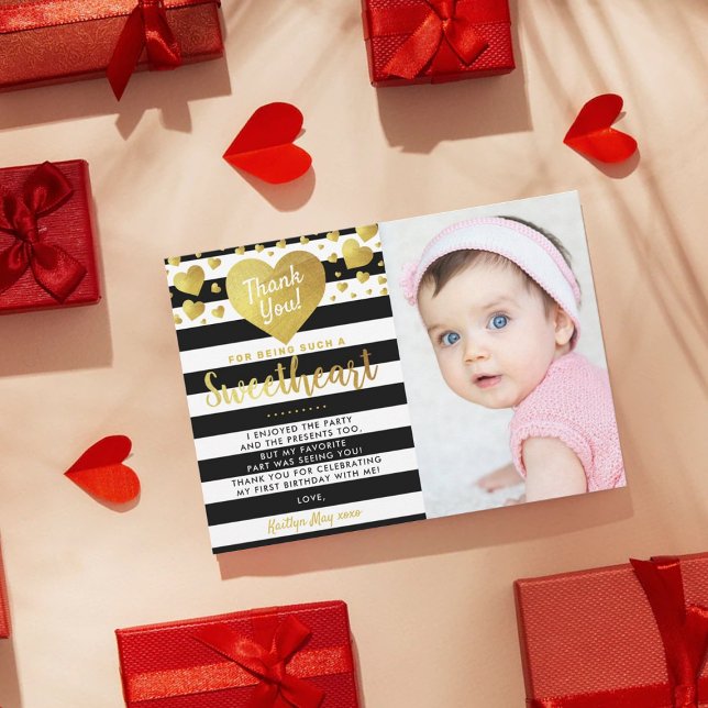 Little Sweetheart Valentine's Day Any Age Birthday Thank You Card (Creator Uploaded)