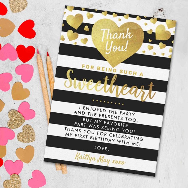 Little Sweetheart Valentine's Day Any Age Birthday Thank You Card (Creator Uploaded)