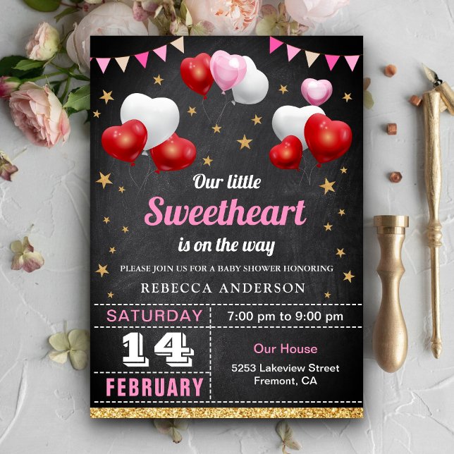 Little Sweetheart Valentine's Day Baby Shower Invitation (Creator Uploaded)