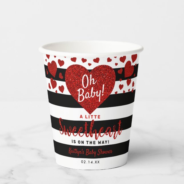 Little Sweetheart Valentine's Day Baby Shower Paper Cups (Front)