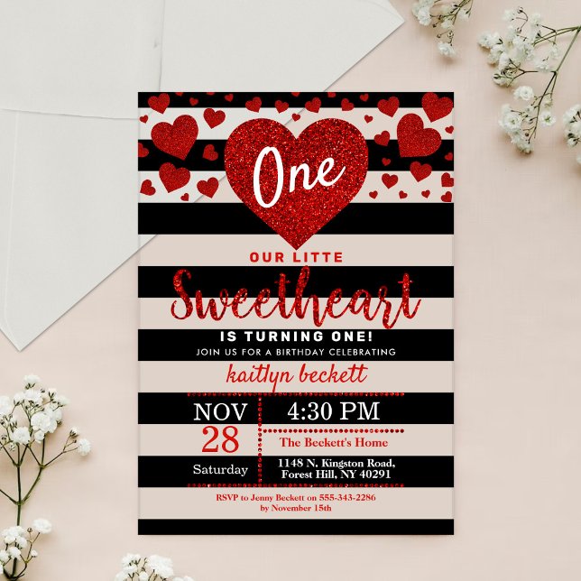 Little Sweetheart Valentine's Day Birthday Acrylic Invitations (Creator Uploaded)