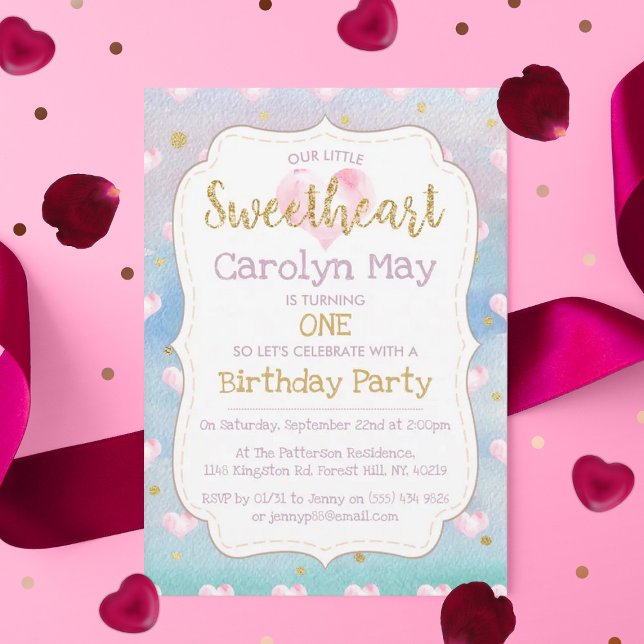 Little Sweetheart Valentine's Day Birthday Invitation (Creator Uploaded)