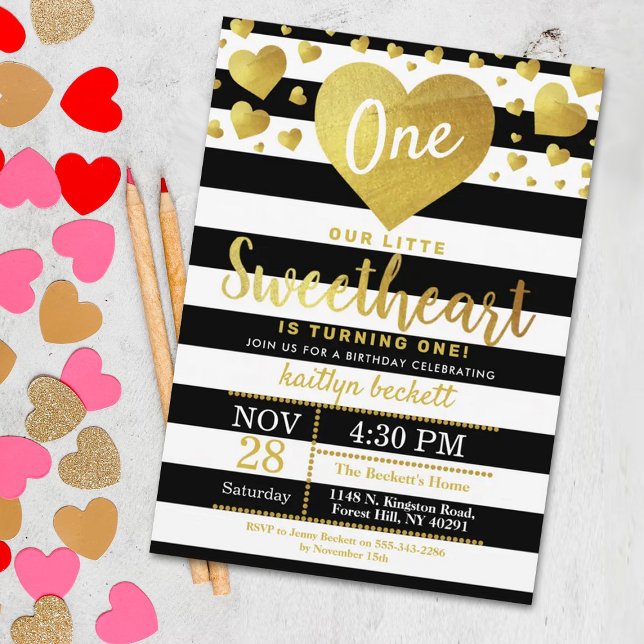 Little Sweetheart Valentine's Day Birthday Invitation (Creator Uploaded)
