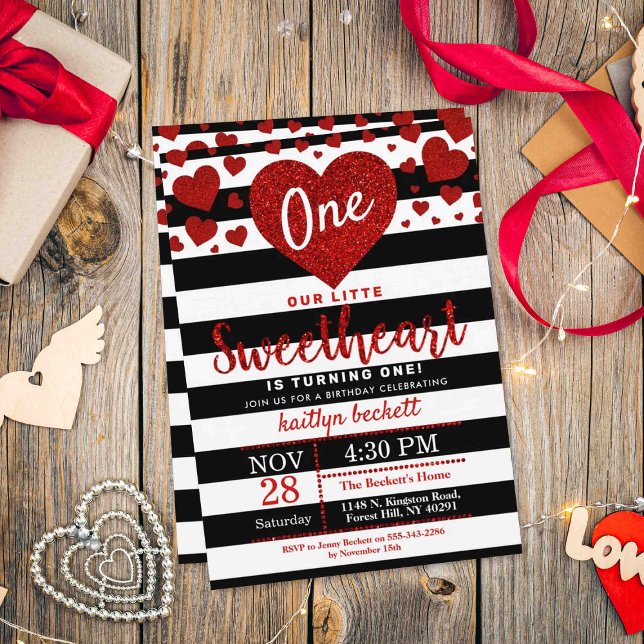 Little Sweetheart Valentine's Day Birthday Invitation (Creator Uploaded)