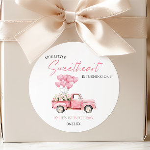 Little Sweetheart Valentine's Day Birthday Party Classic Round Sticker