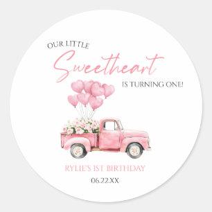 Little Sweetheart Valentine's Day Birthday Party Classic Round Sticker