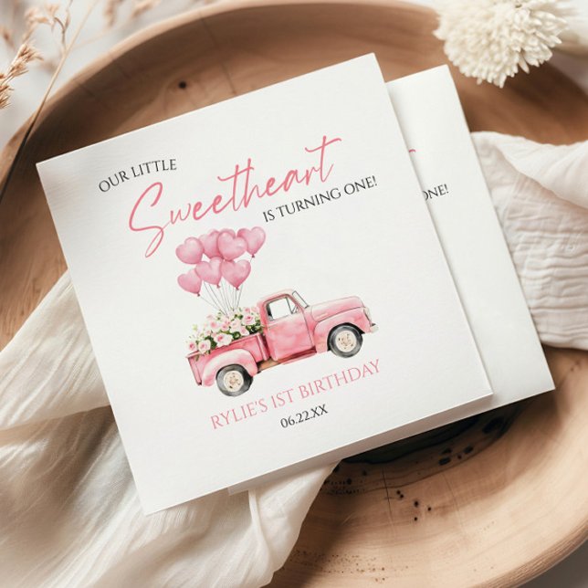 Little Sweetheart Valentine's Day Birthday Party Napkin (Creator Uploaded)