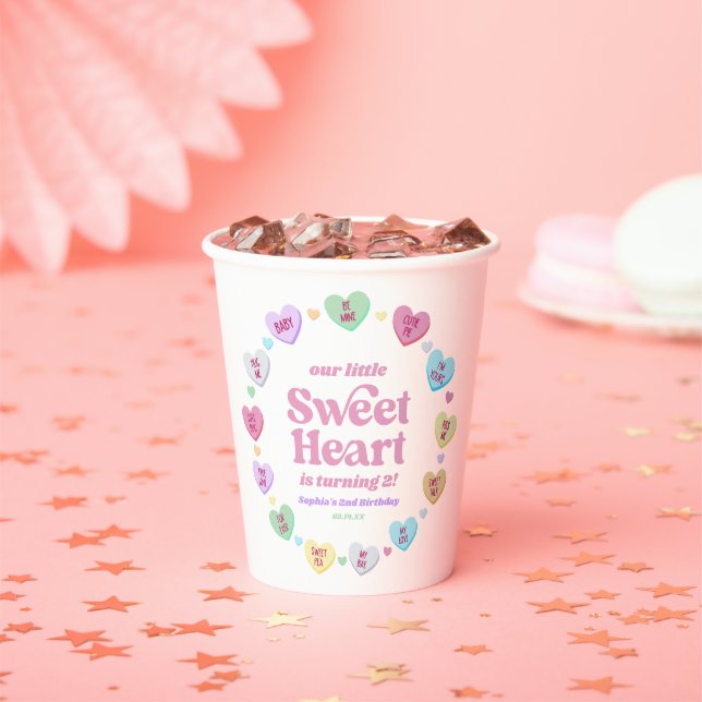 Little Sweetheart Valentine's Day Birthday Party Paper Cups (Insitu)