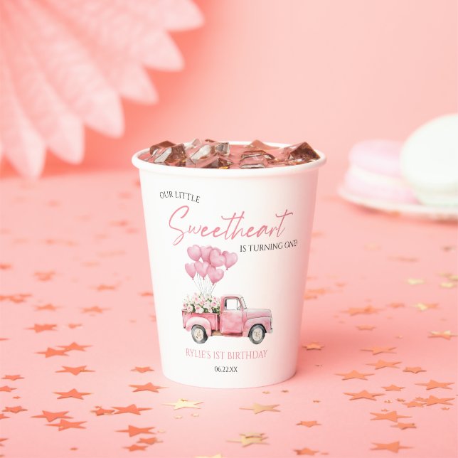 Little Sweetheart Valentine's Day Birthday Party Paper Cups (Insitu)
