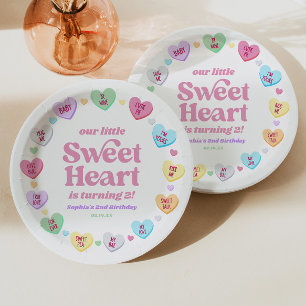 Little Sweetheart Valentine's Day Birthday Party Paper Plate