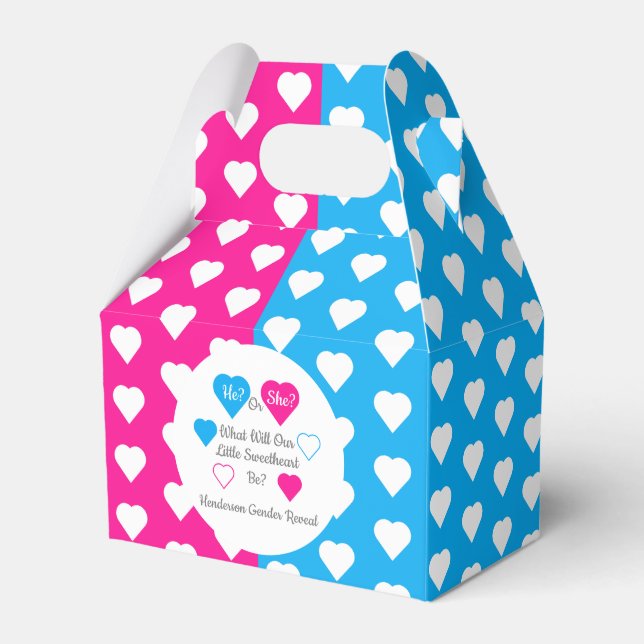 Little Sweetheart Valentine's Day Gender Reveal Favour Box (Front Side)