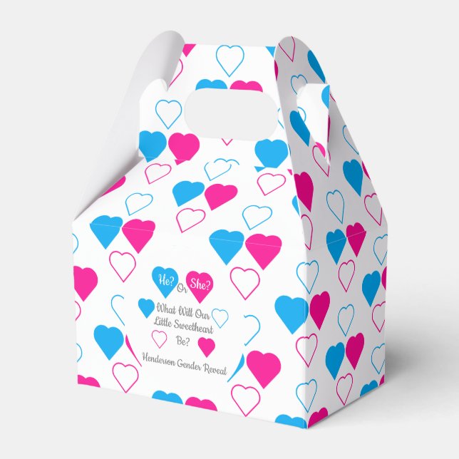 Little Sweetheart Valentine's Day Gender Reveal Favour Box (Front Side)