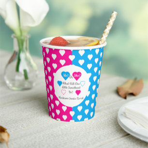 Little Sweetheart Valentine's Day Gender Reveal Paper Cups