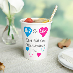 Little Sweetheart Valentine's Day Gender Reveal Paper Cups