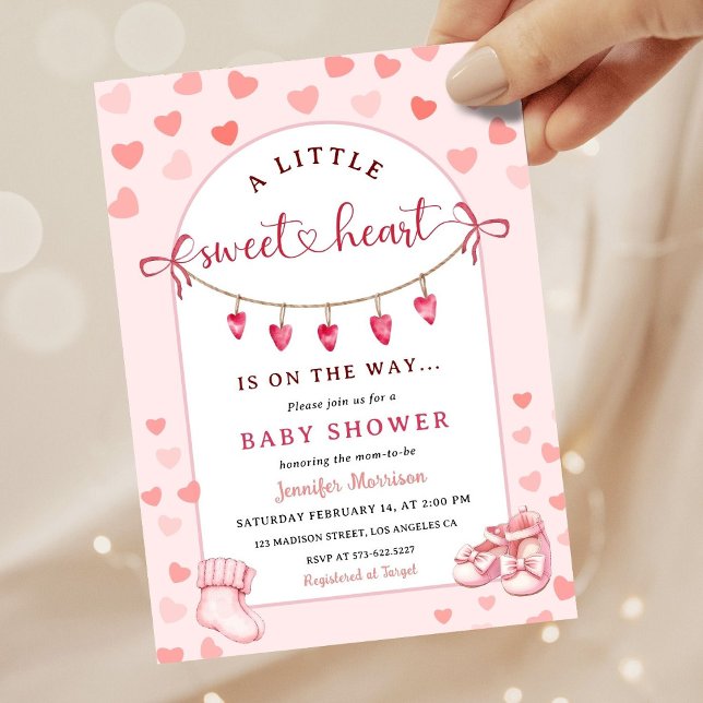 Little Sweetheart Valentine's Day Girl Baby Shower Invitation (Creator Uploaded)