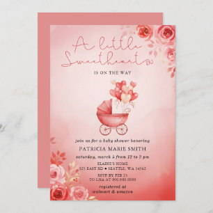 Little Sweetheart Valentines Girl Baby Shower Invitation