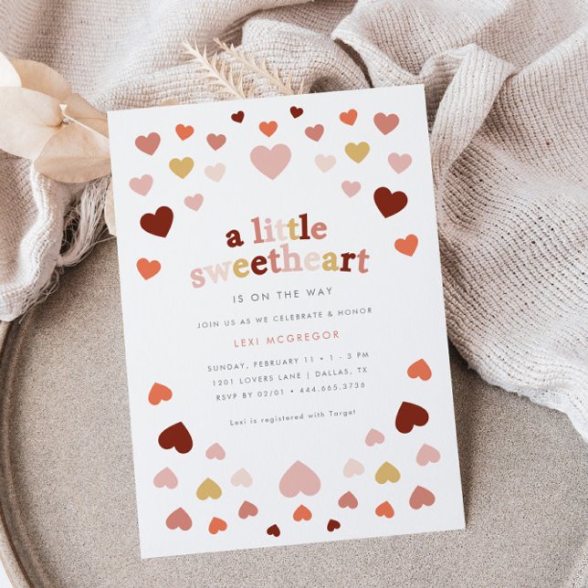Little Sweetheart Valentines Vintage Baby Shower Invitation (Creator Uploaded)