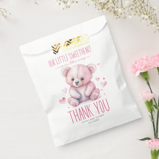 Little sweetheart watercolor bear Baby Shower Favour Bags (Sealed)