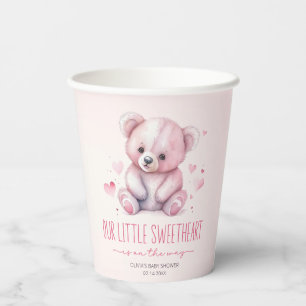 Little sweetheart watercolor bear Baby Shower Paper Cups
