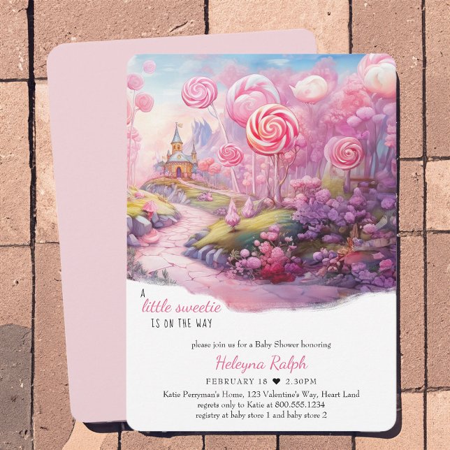 Little Sweetie Candyland Fairytale Baby Shower Invitation (Fairytale Candyland girl's baby shower invitation for a Little Sweetie on the Way)
