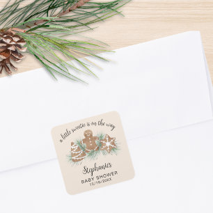 Little Sweetie Gingerbread Baby Shower Square Sticker