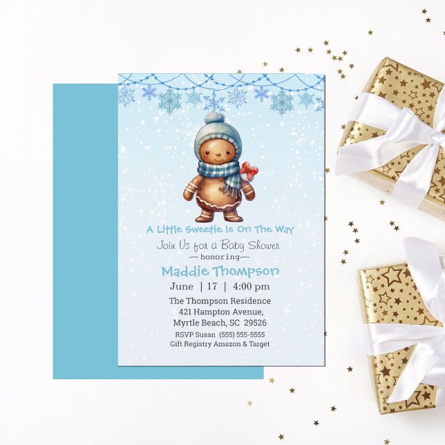 Little Sweetie Gingerbread Christmas Baby Shower Invitation (Creator Uploaded)