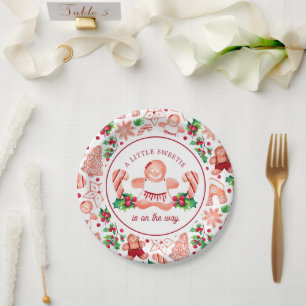 Little Sweetie Gingerbread Christmas Baby Shower  Paper Plate