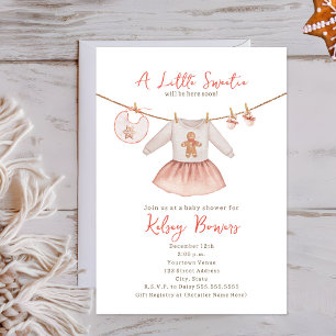 Little Sweetie Gingerbread Cookie Girl Baby Shower Invitation