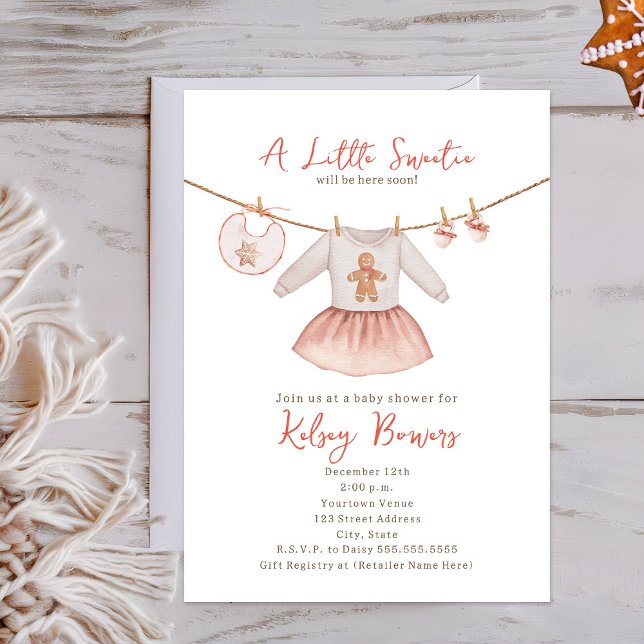 Little Sweetie Gingerbread Cookie Girl Baby Shower Invitation (Creator Uploaded)