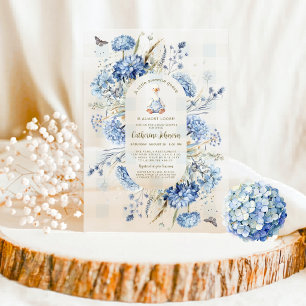 Little Sweetie Goose Blue Floral Baby Shower Acrylic Invitations