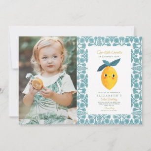 Little Sweetie Lemon First Birthday Photo Invitation