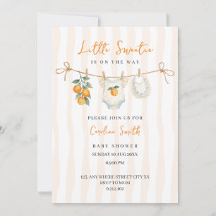 little sweetie orange cute baby shower invitation