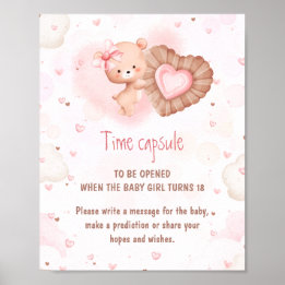 Little Sweetie Pink Baby Shower Game Time Capsule  Poster