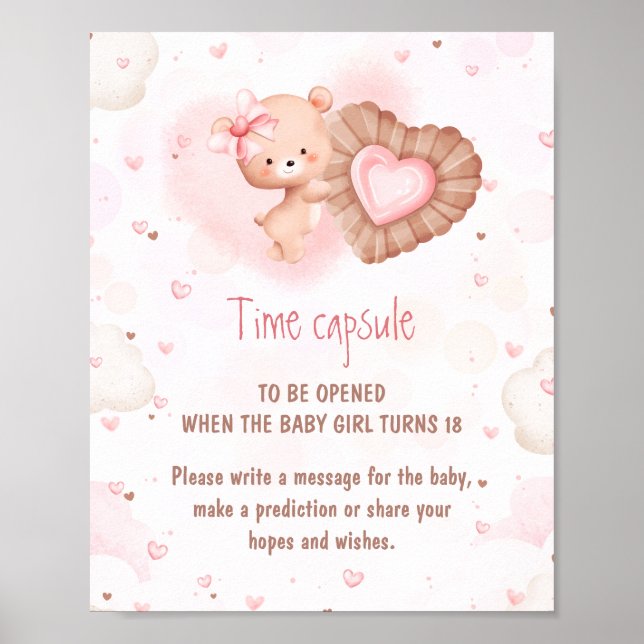 Little Sweetie Pink Baby Shower Game Time Capsule  Poster (Front)