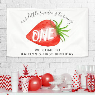Little Sweetie Strawberry 1st Birthday Welcome Banner