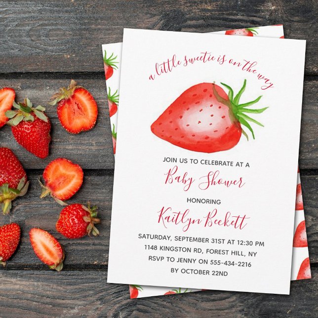 Little Sweetie Strawberry Baby Shower Invitation (Creator Uploaded)