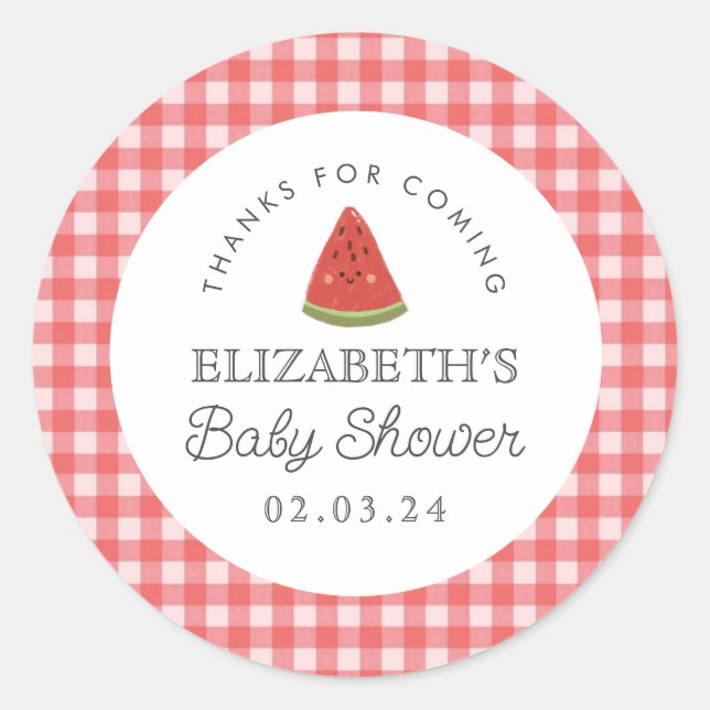 Little sweetie Watermelon Baby shower  Classic Round Sticker (Front)