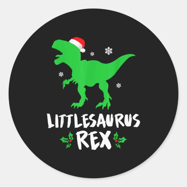 Little T Rex Matching Family Christmas Dinosaur Sh Classic Round Sticker (Front)