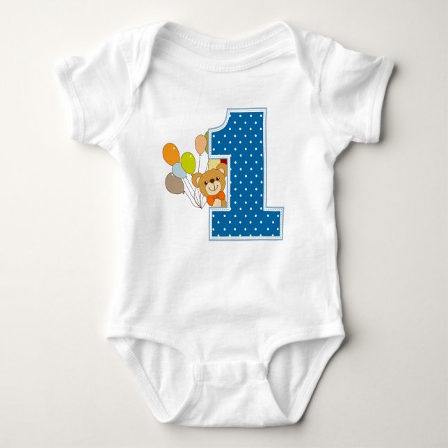 Little Teddy 1 Birthday Cake Smash One Photoshoot Baby Bodysuit (Front)