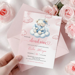 Little Teddy Bear Baby Shower Invite Cloud 9 Theme